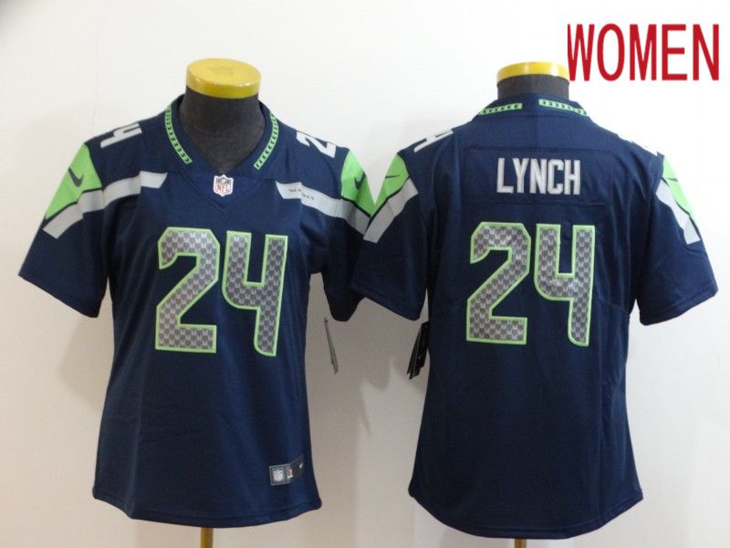 Women Seattle Seahawks #24 Lynch Blue Nike Vapor Untouchable Limited NFL Jersey